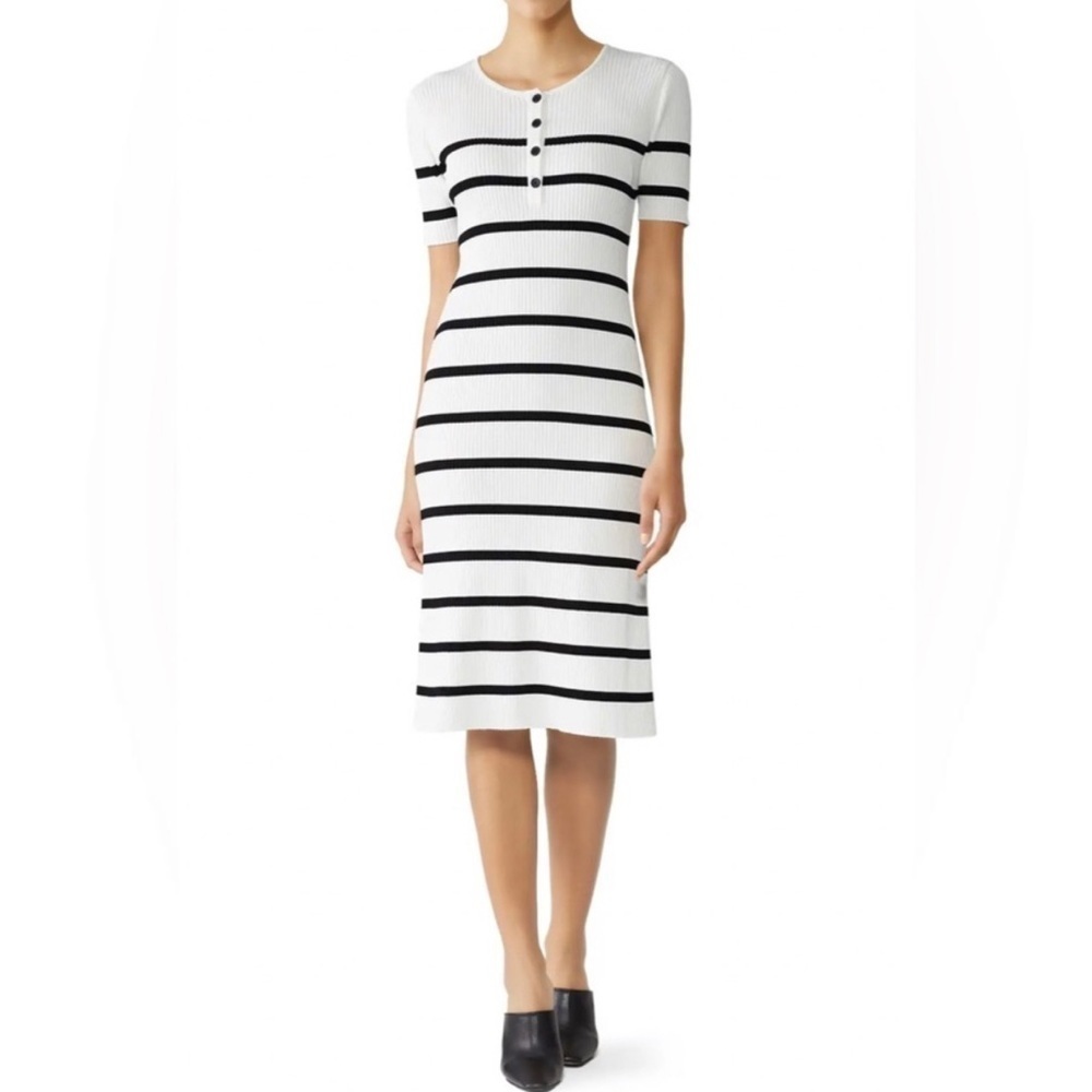Slate & Willow Black and White Striped Henley Midi Dress size XL
